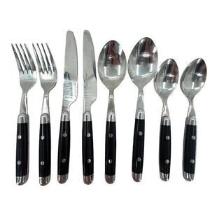 Cambridge Silversmiths Jubilee Black Handle Flatware Set Service‎ for 2 1-2
